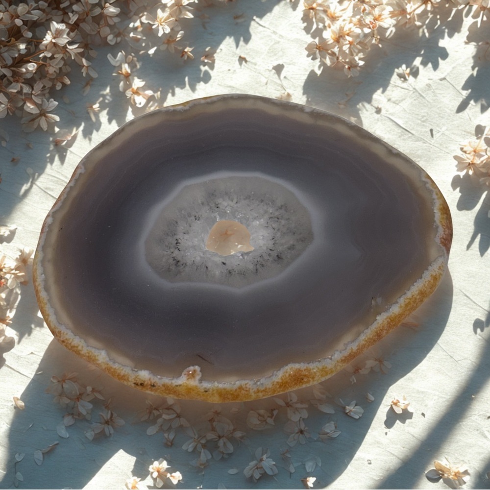 Natural Druzy Agate Geode Slice 3” | Crystal Druzy Center | Natural Stone Decor